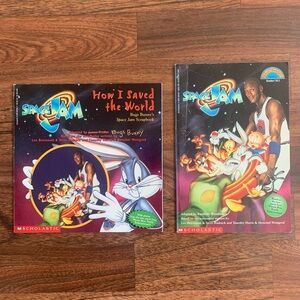 Set of 2 Space Jam Scholastic Books With Michael Jordan 1996